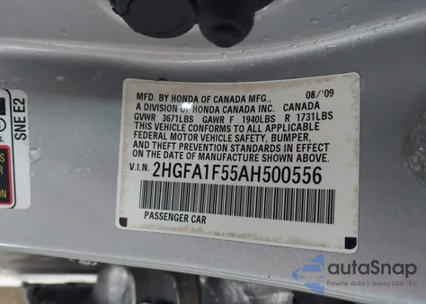2010 Honda Civic Lx from USA, damaged, VIN 2HGFA1F55AH500556